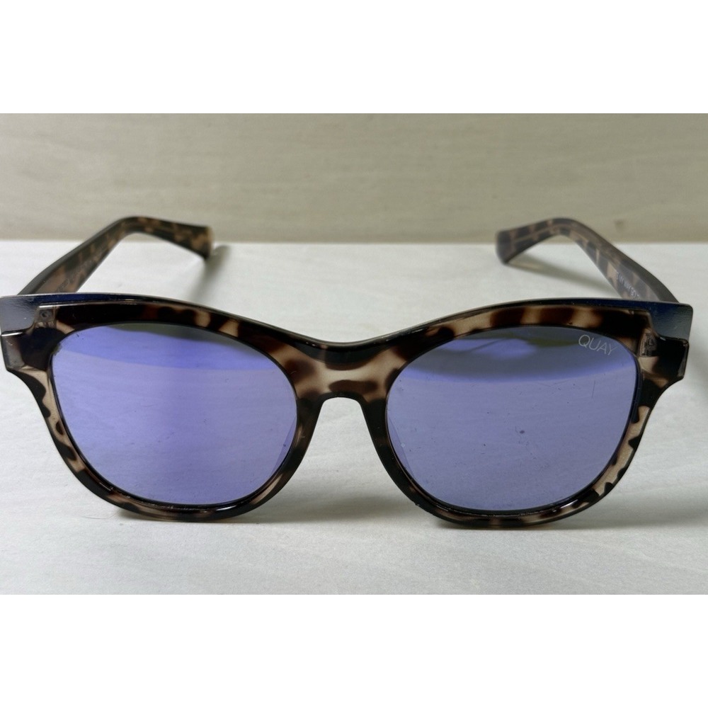 QUAY AUSTRALIA It's My Way Gold Sunglasses Tortoise Blue Lens Square Womens UV